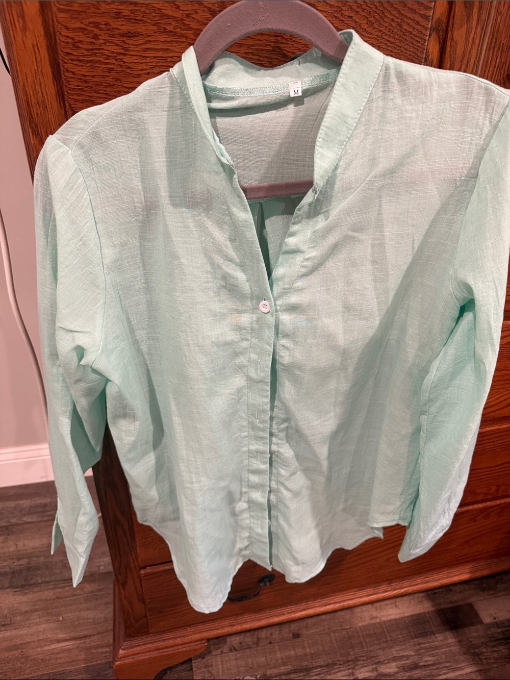 Light Mint Green Women's Button-Front Top